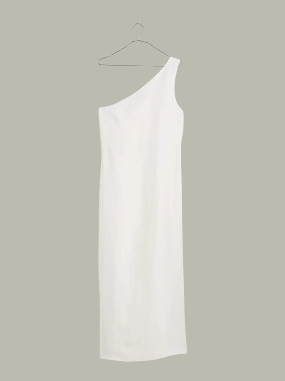 Madewell One-Shoulder Midi Dress Linen Blend Minimal Neutral NWT | Size 8 - Picture 2 of 8
